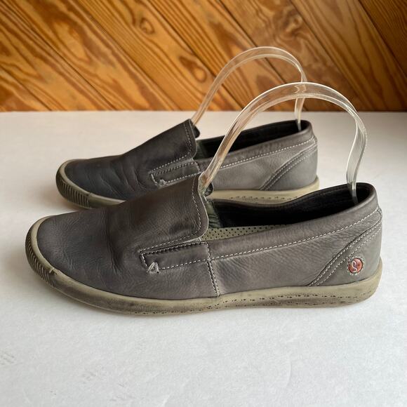SOFTINOS Fly London Ita Slip on Shoe Loafer Gray Washed Leather - Picture 3 of 7